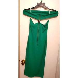 Green off shoulder Midi dress